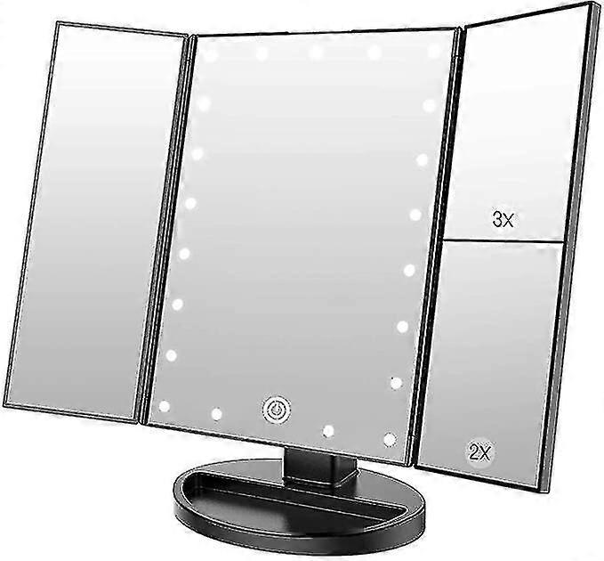 Dewenwils Makeup Mirror With 21 Led Lights, Dual Powered 2x/3x Led Lighted Magnifying Mirrors (black) PXCL