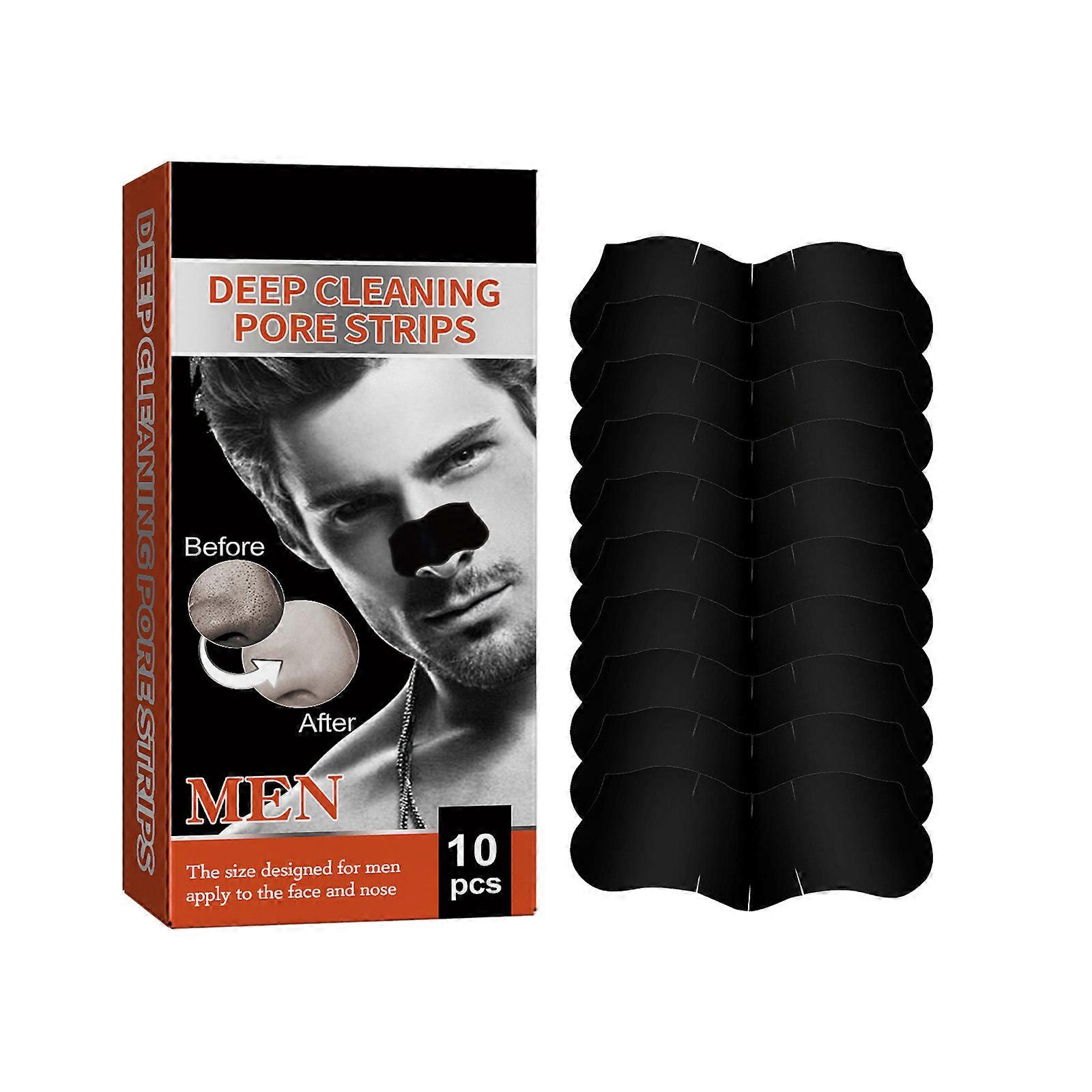 Unbrand Strisce per pori per la pulizia profonda da uomo, carbone di bambù, pulizia profonda per tutti i tipi di pelle per naso e viso 10PCS