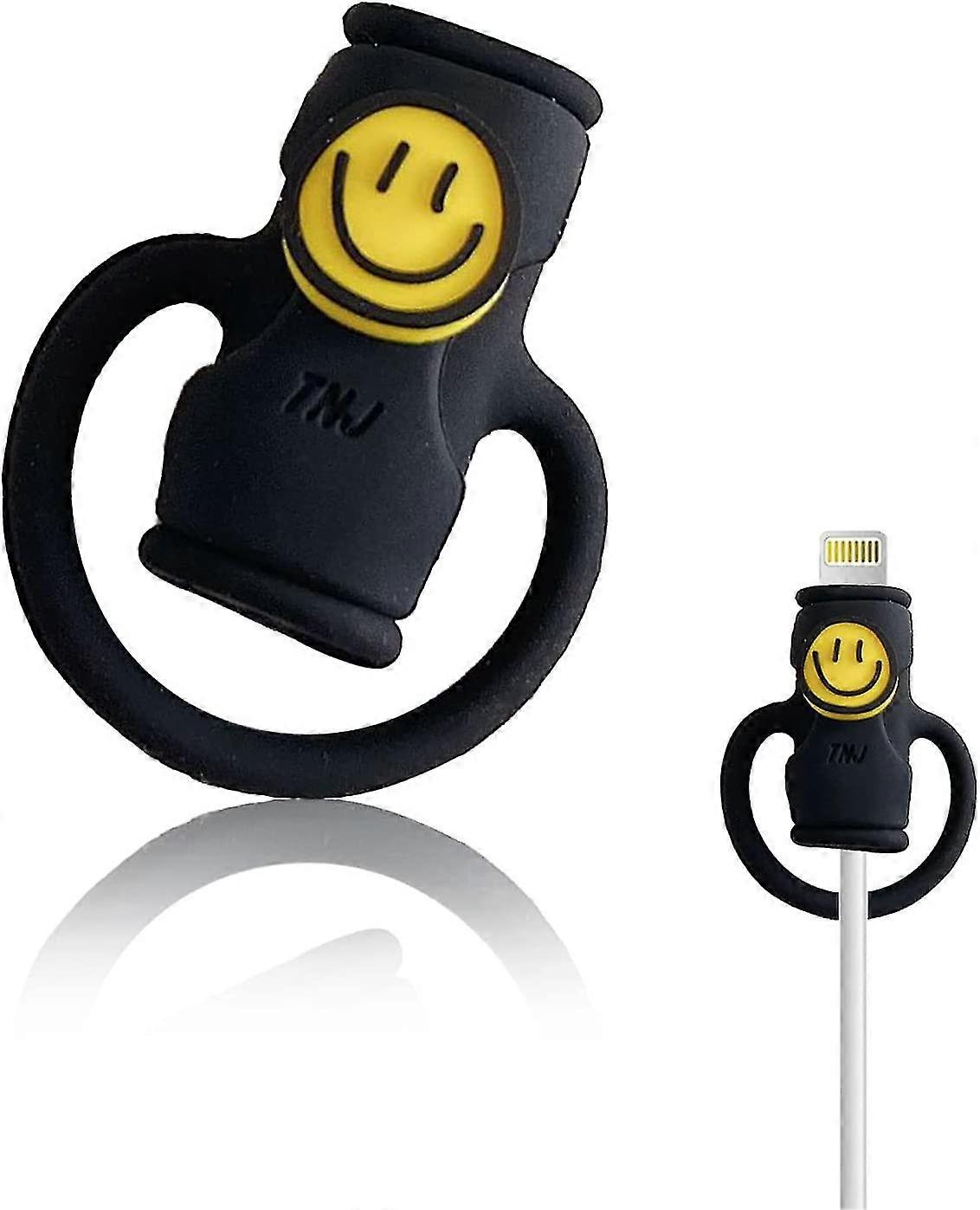 2-in-1 Data Cable Protection,cute Silicone Data Cable Winder,universal Mini Data(smile Blue)