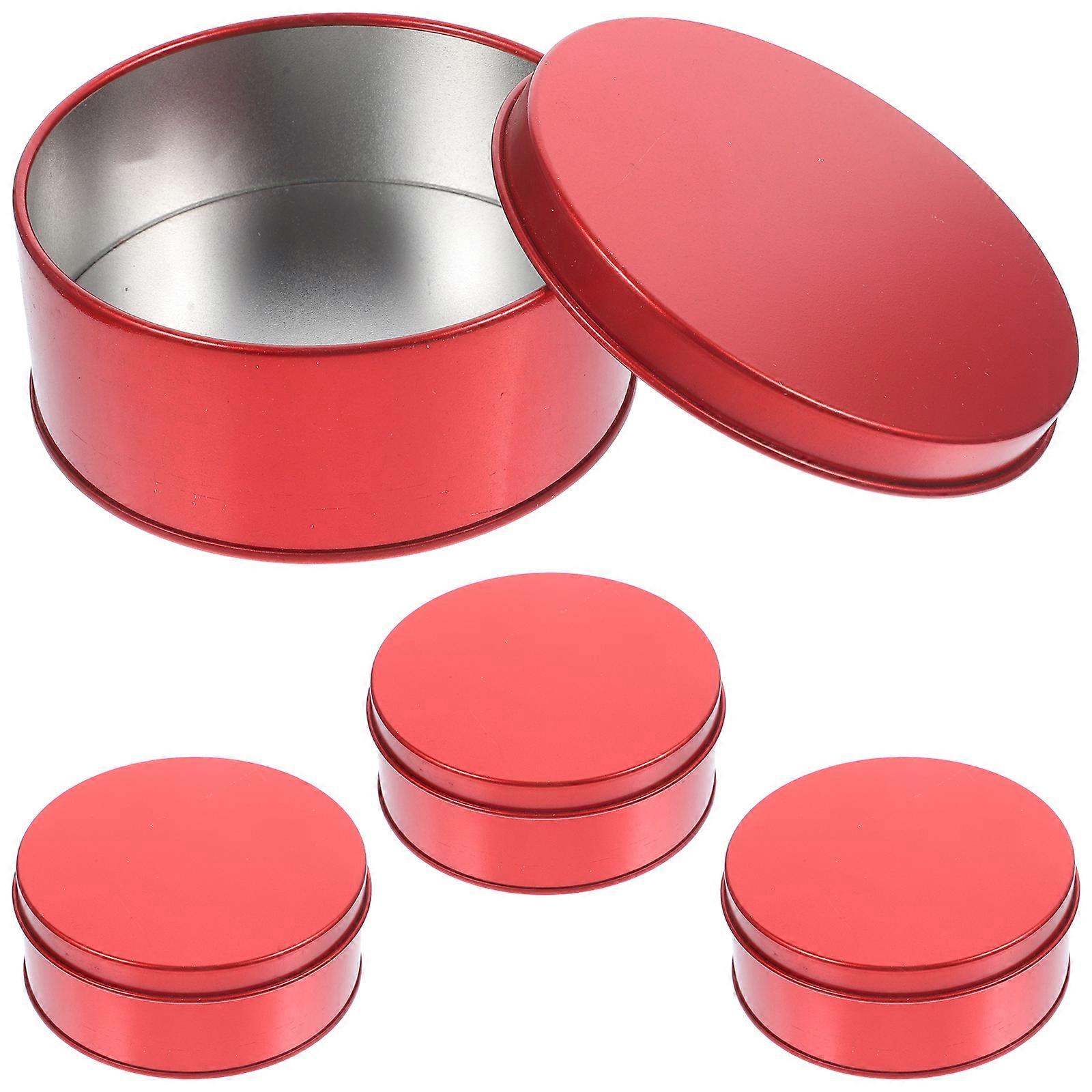 4Pcs Cookie Tins with Lids Round Cookie Tins Candy Boxes Party Cookie Boxes Gift Boxes