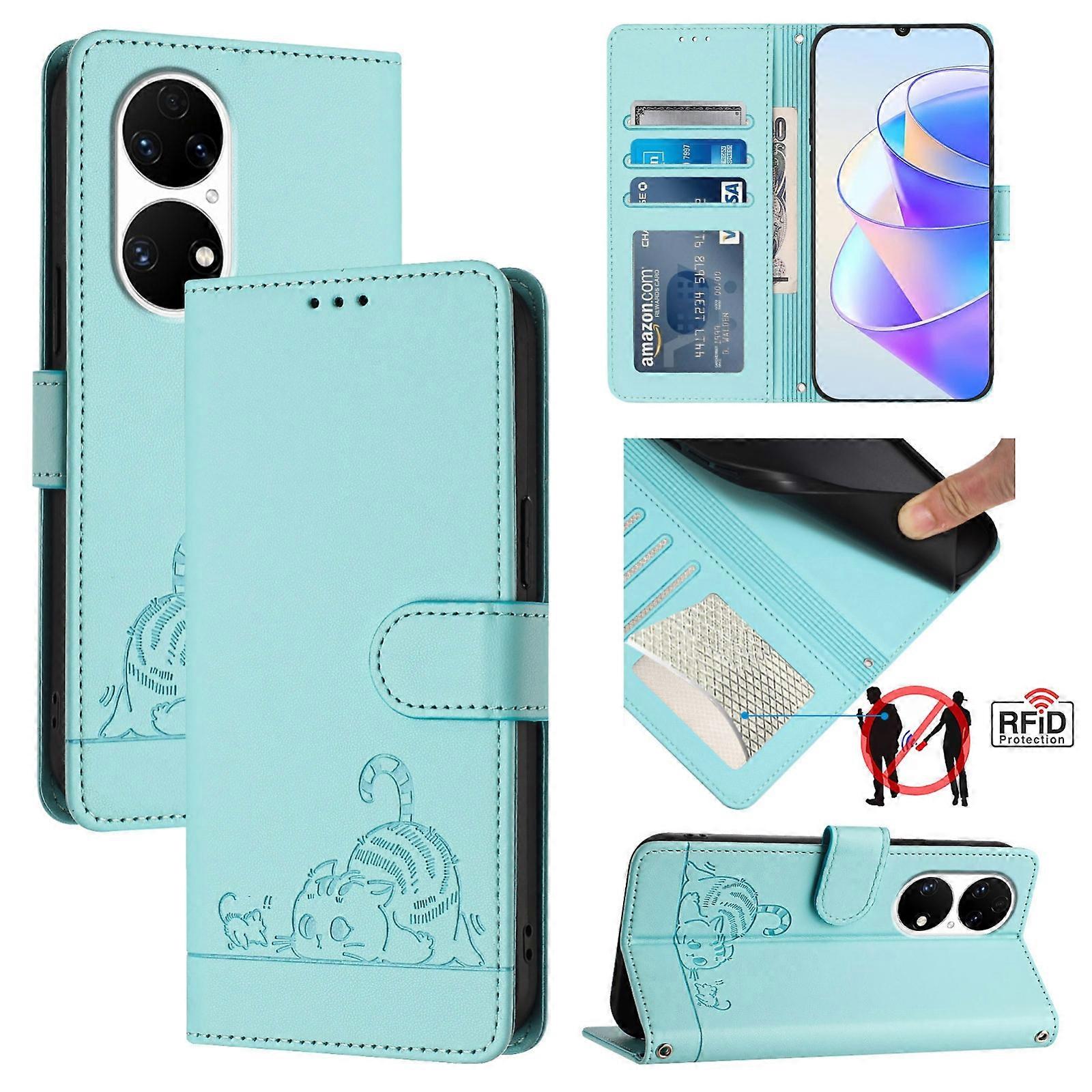 Cat Rat Embossed RFID Case For Huawei P50 Pro