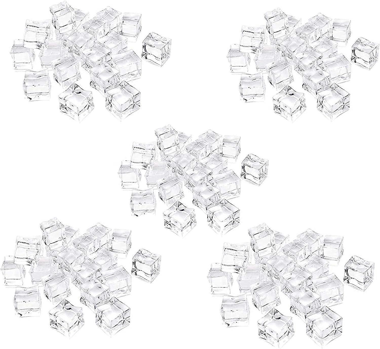 100 Pieces Artificial Acrylic Ice Cubes, Square Cube Shape Glass Ice Cubes