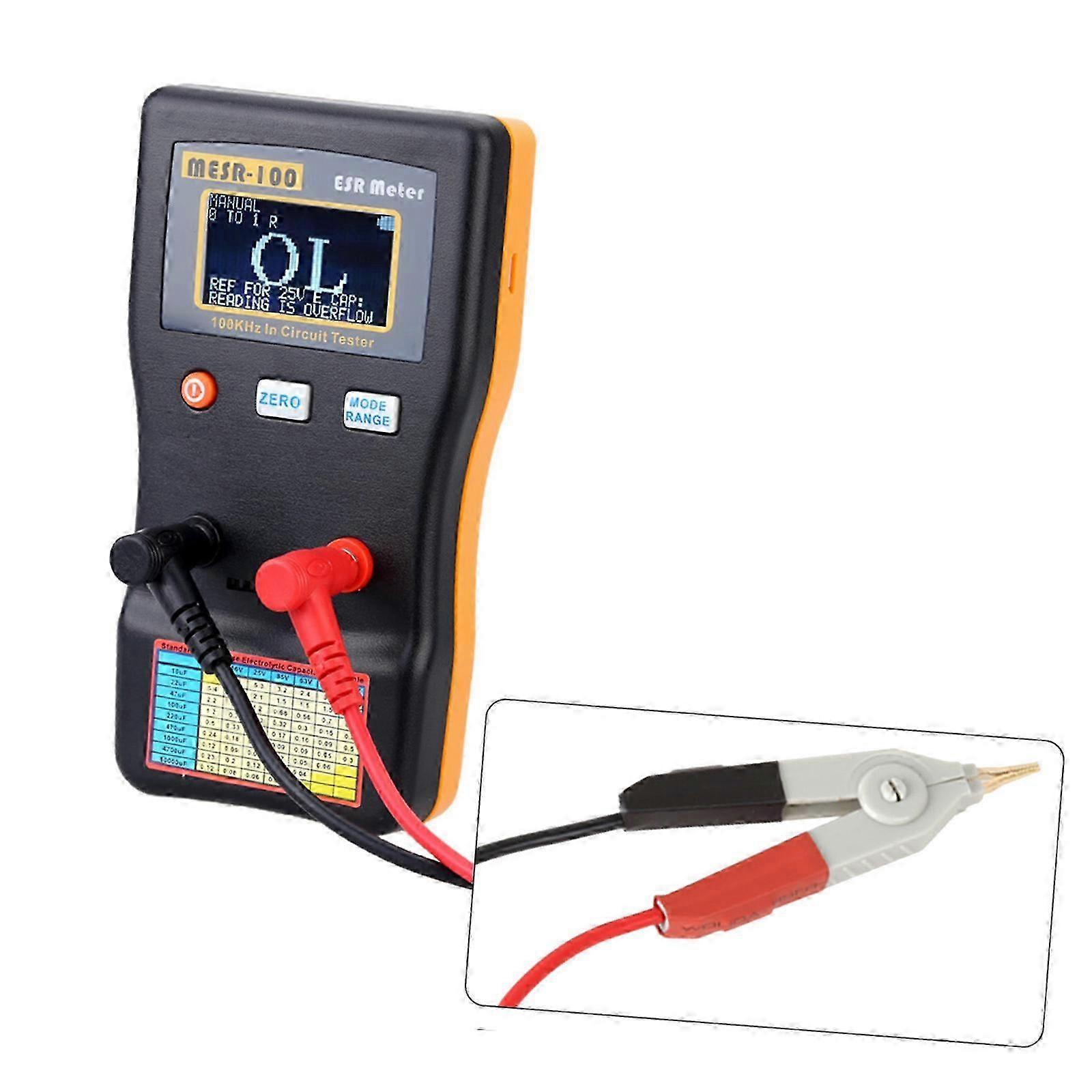 MESR-100 ESR Capacitor Tester Ohm Meter Professional Measuring Internal Resistance of Capacitor Capacitance Circuit Tester Capacitor Meter with SMD Te