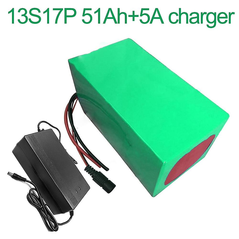 Battery With Charger 5a 51ah 48v Li-ion 18650 Rechargeable Electric Bicycle E-bike Ebike Accept Customization 13s17p 260 * 170 * 140mm