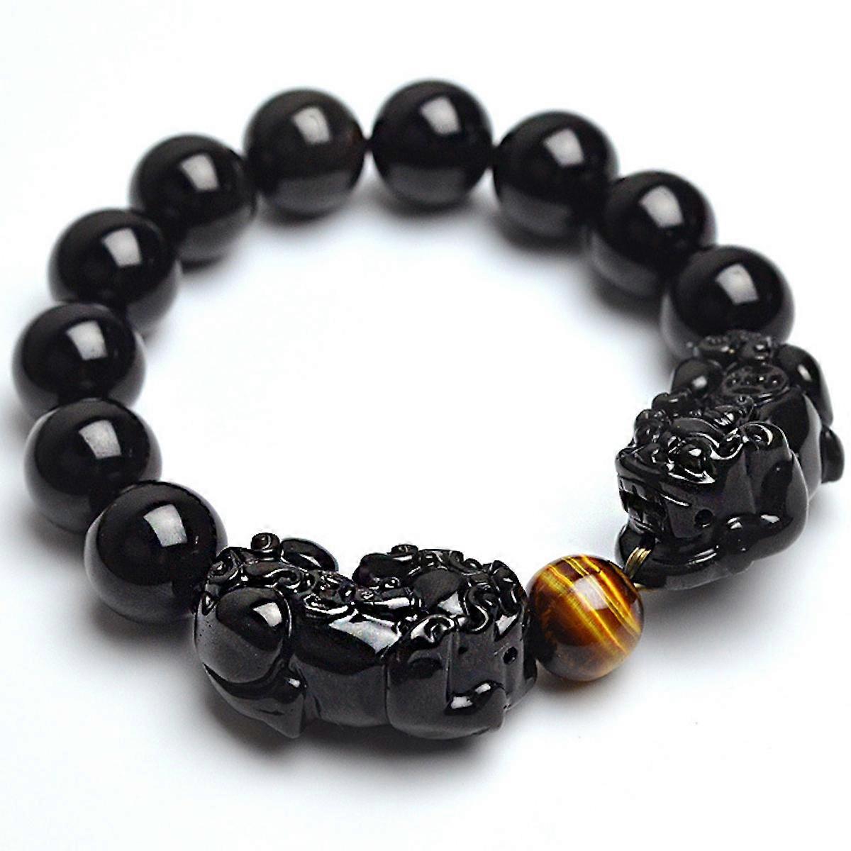 10mm Black Obsidian Beads Bracelet Pi Xiu Fortune Bangle for Men