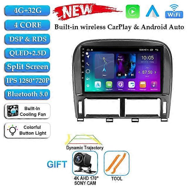 Android 12 For Lexus Ls430 2003 - 2006 Car Radio QLED Screen Tape Recorder GPS Navi Multimedia Video Player Head Unit DVD