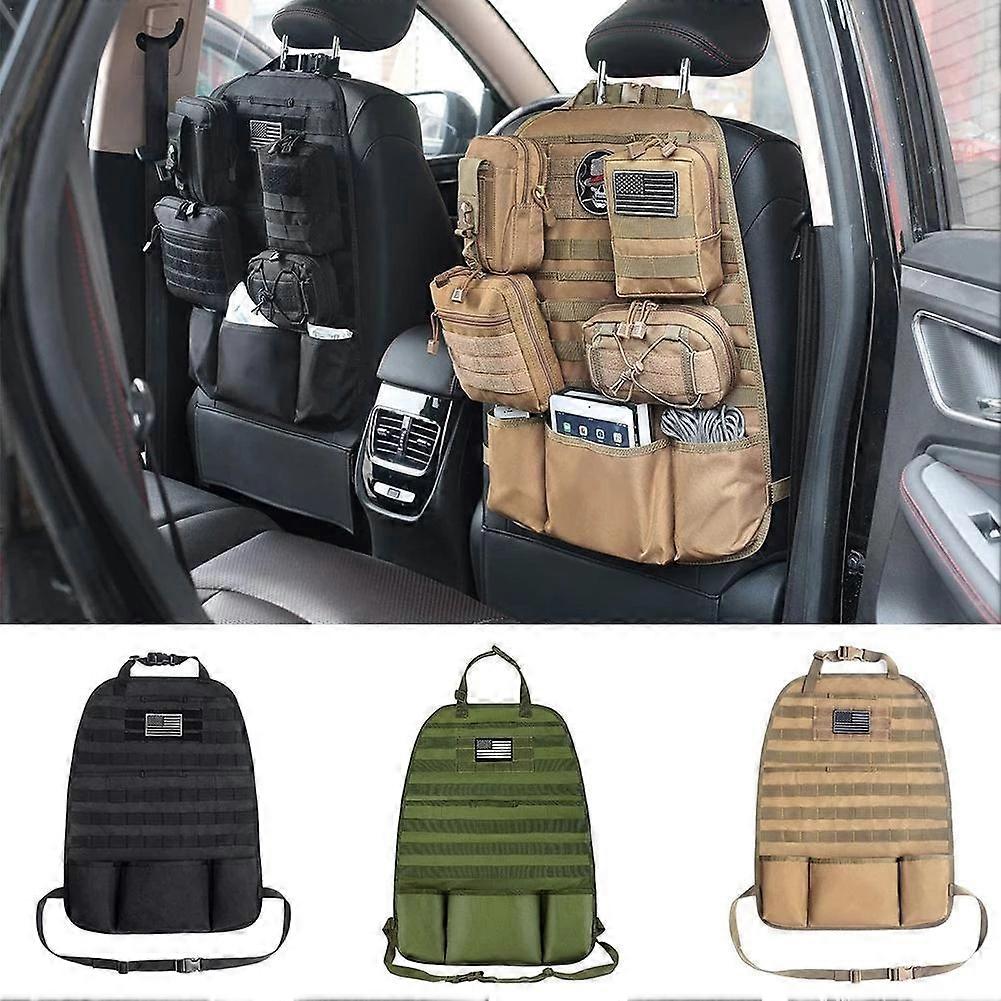 KEESIN Organiseur Tactique Dossier Siège Voiture - Grande Pochette Rangement Avec Crochets (Noir)