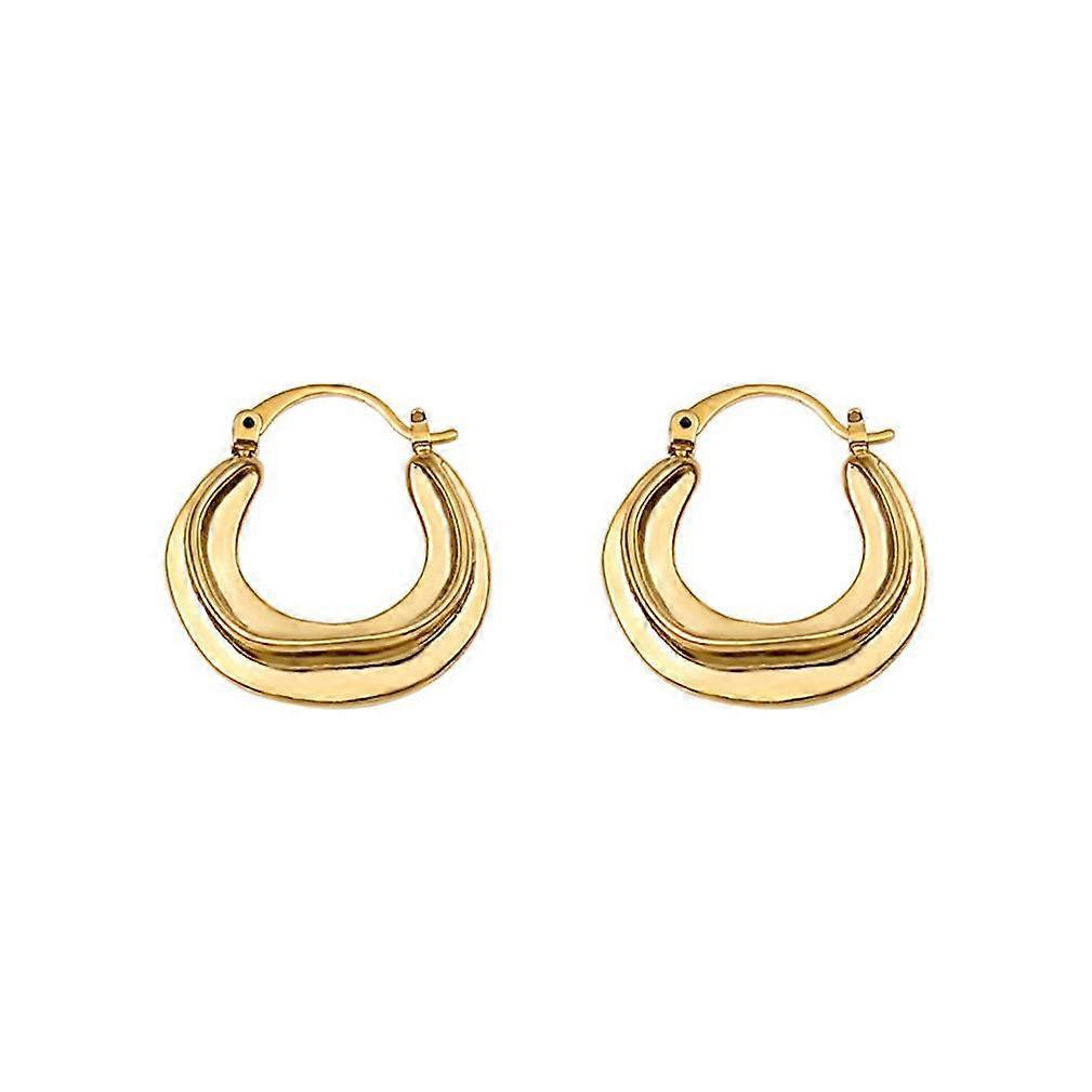 Earrings Shell Geometry Golden Alloy Zircon for Daily Use