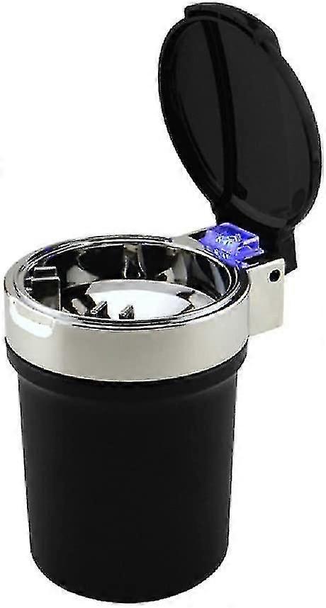 Car Ashtray Led Lighted With Lid Black / Silver