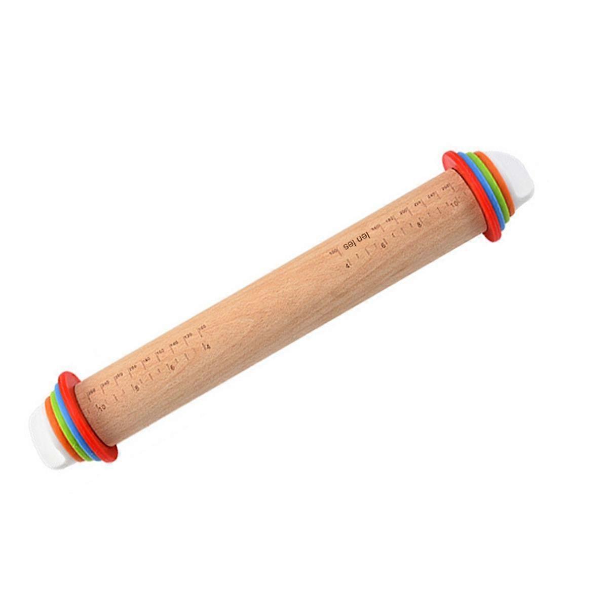 Trekjevle med 4 justerbare tykkelsesringer, non-stick deigrulle for baking, pizzarulle for kjøkkenutstyr