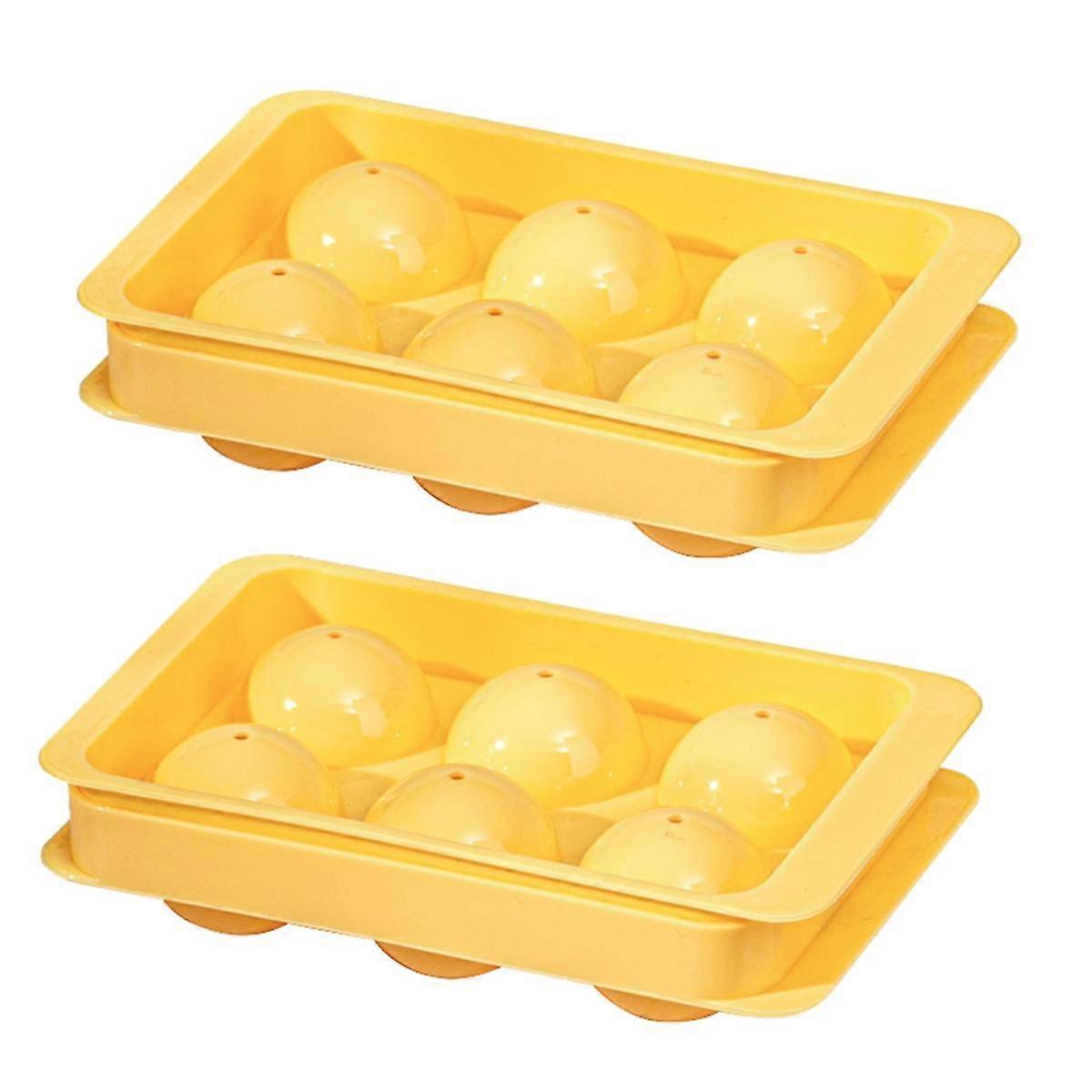 Large Ice Square Molds, 2 INCH Space-Saving Whiskey Ice Square Mold, Leak-Free Round Ice Square Yellow Ice Tray