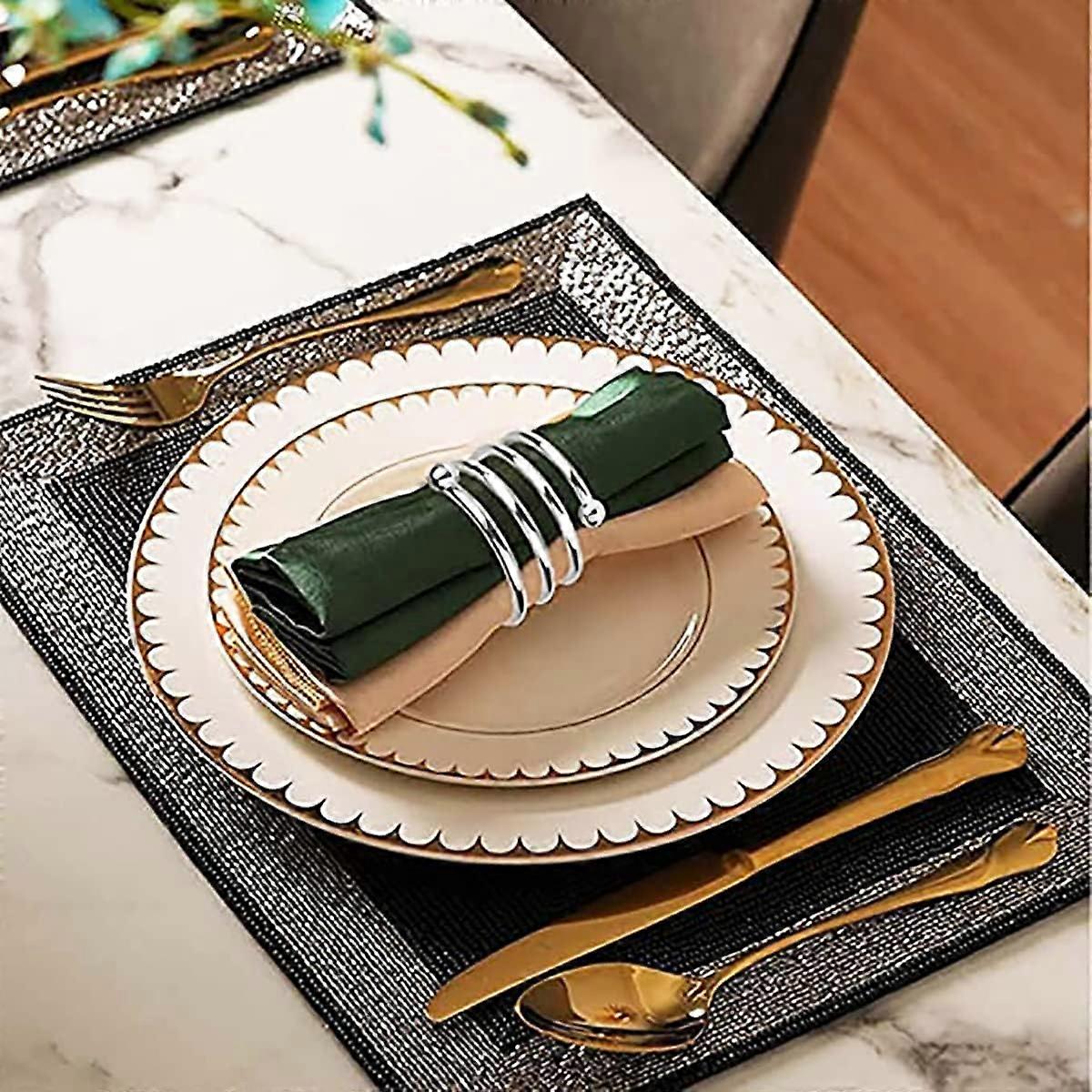 Napkin Rings and Holders, 8 Pieces Metal Napkin Ring Napkin Loop Holder for Table Decoration (SILVER)