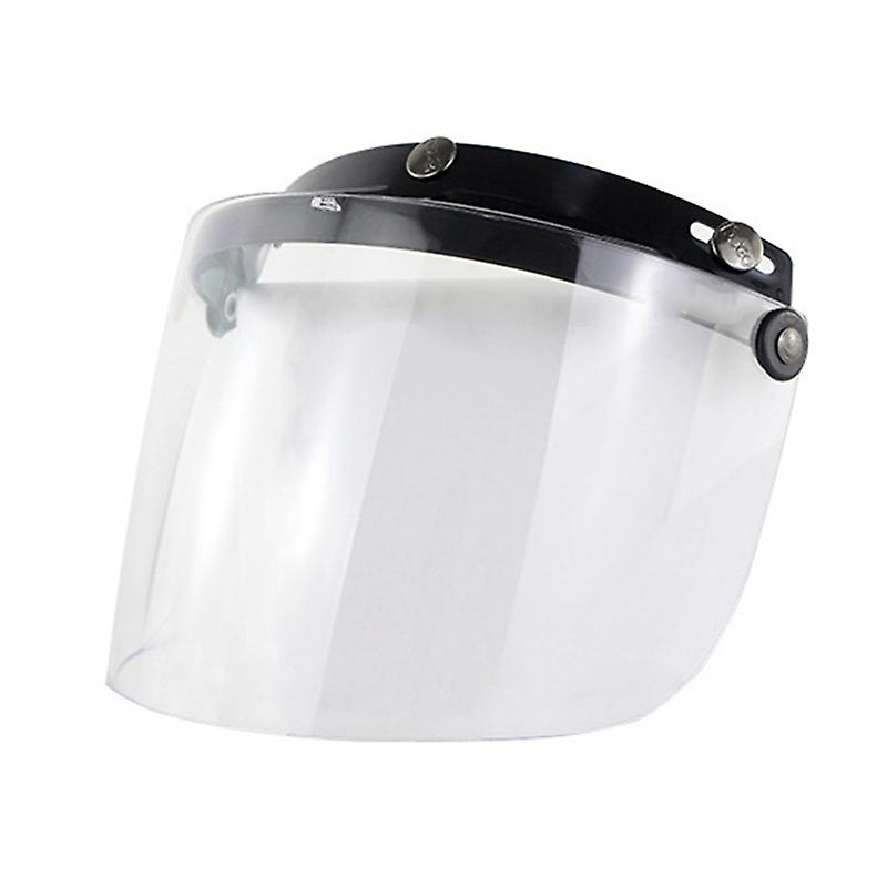 Motorcycle Helmet Bubble Visor 3-Snap Design Flip Up Down Open Face Visor Lens