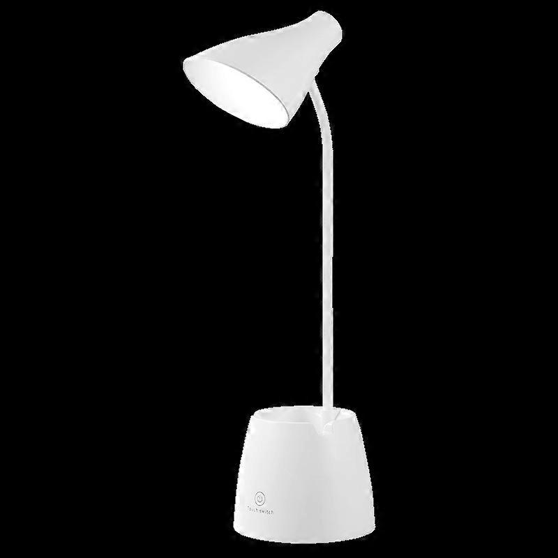 Desk Lamp LED, Desk Lamps with 3 Lighting Modes and Stepless Dimming, Desk Light 360  Flexible Gooseneck with Pen Holder & Mobile Phone Stand (White)