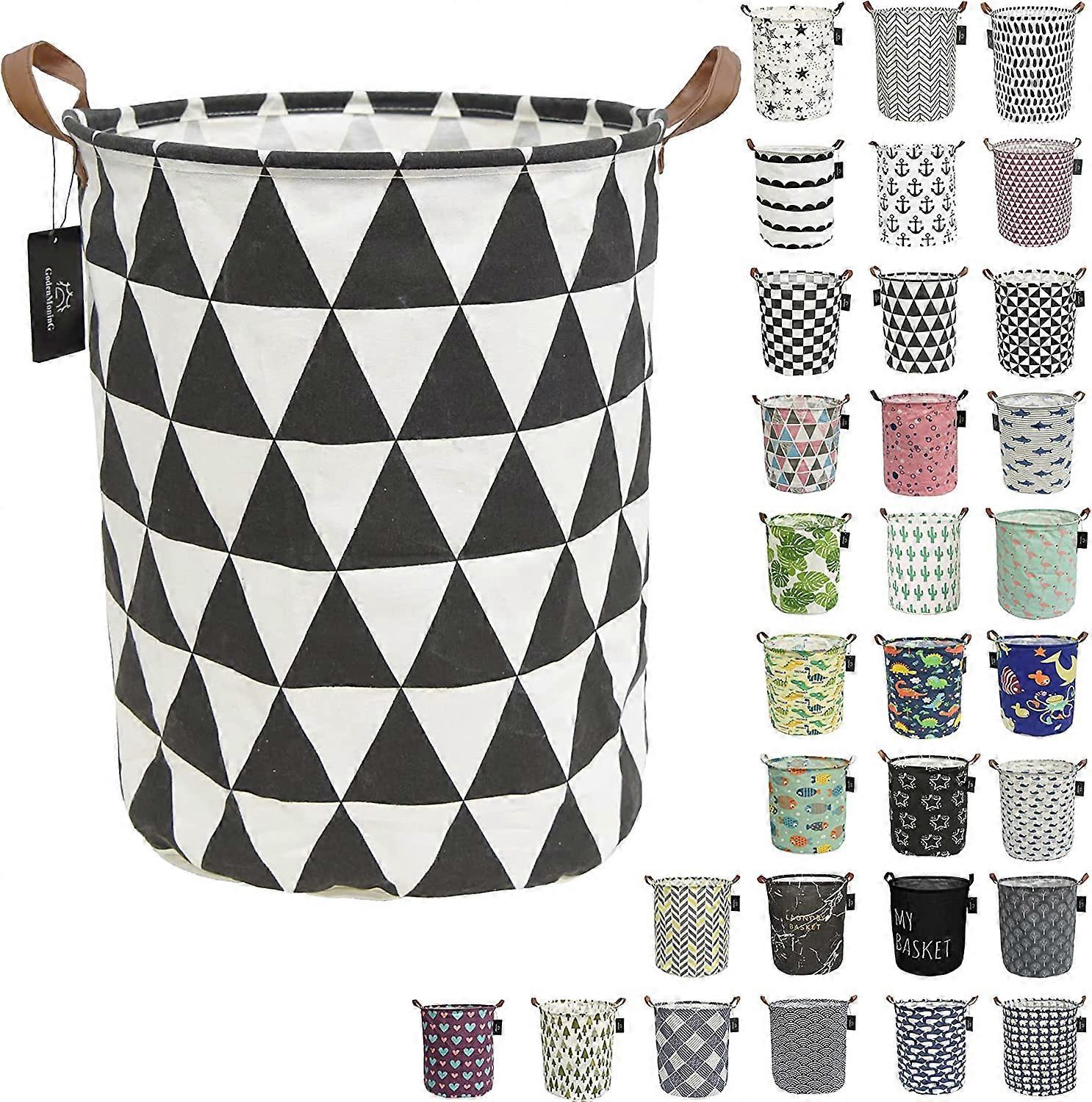 laundry baskets,bedroom hamper,kitchen organization,Waterproof Round Cotton Linen Collapsible storage basket. (Regular Triangle)