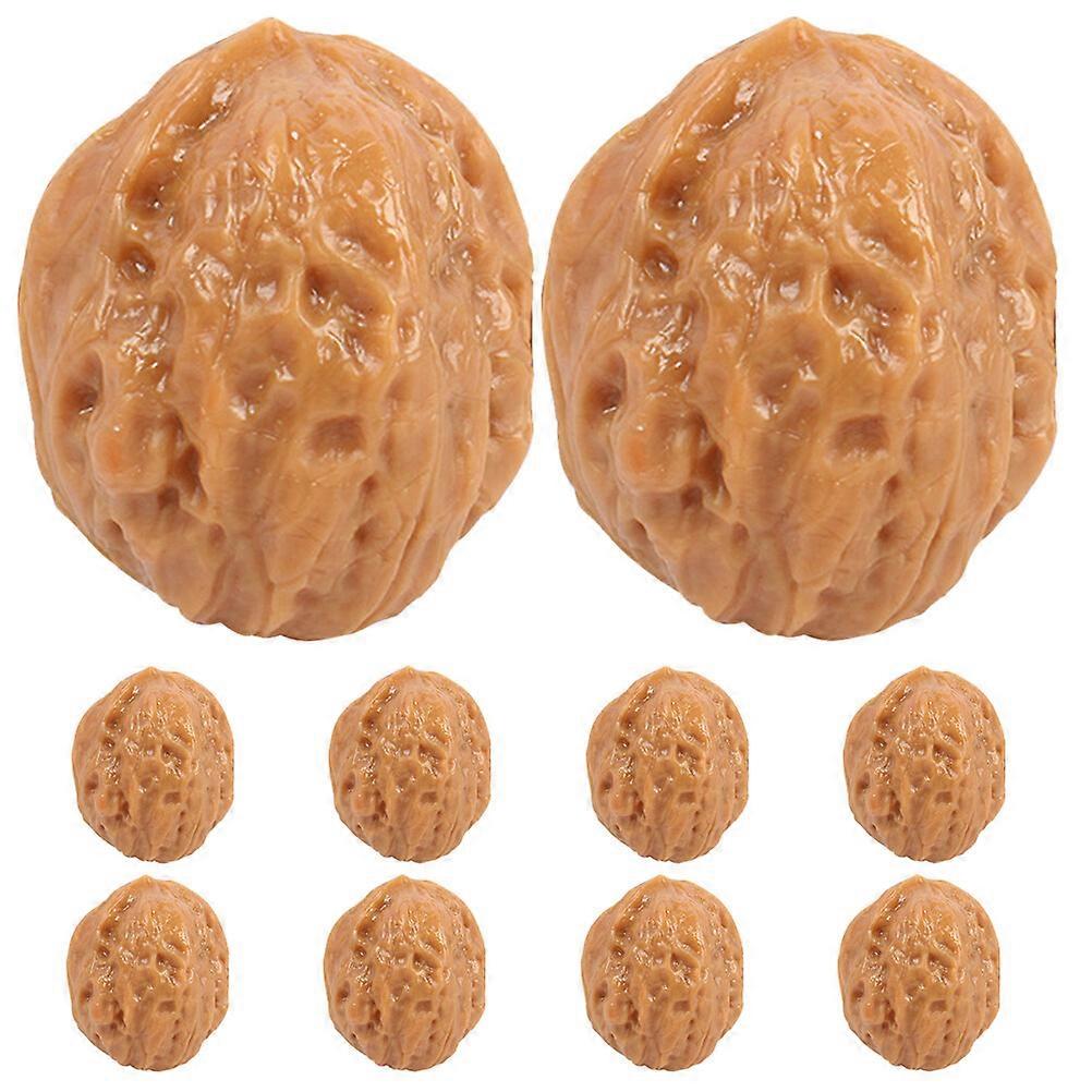 10pcs Simulation Walnut Models Fake Walnut Decoration Decorative Walnut Ornaments