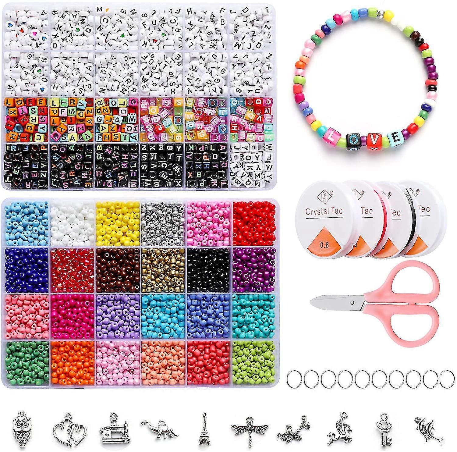 חרוזים תכשיטים ביצוע ערכה 5000pcs 4 מ"מ זכוכית חרוזים Diy צמיד תכשיטים מלאכת יד