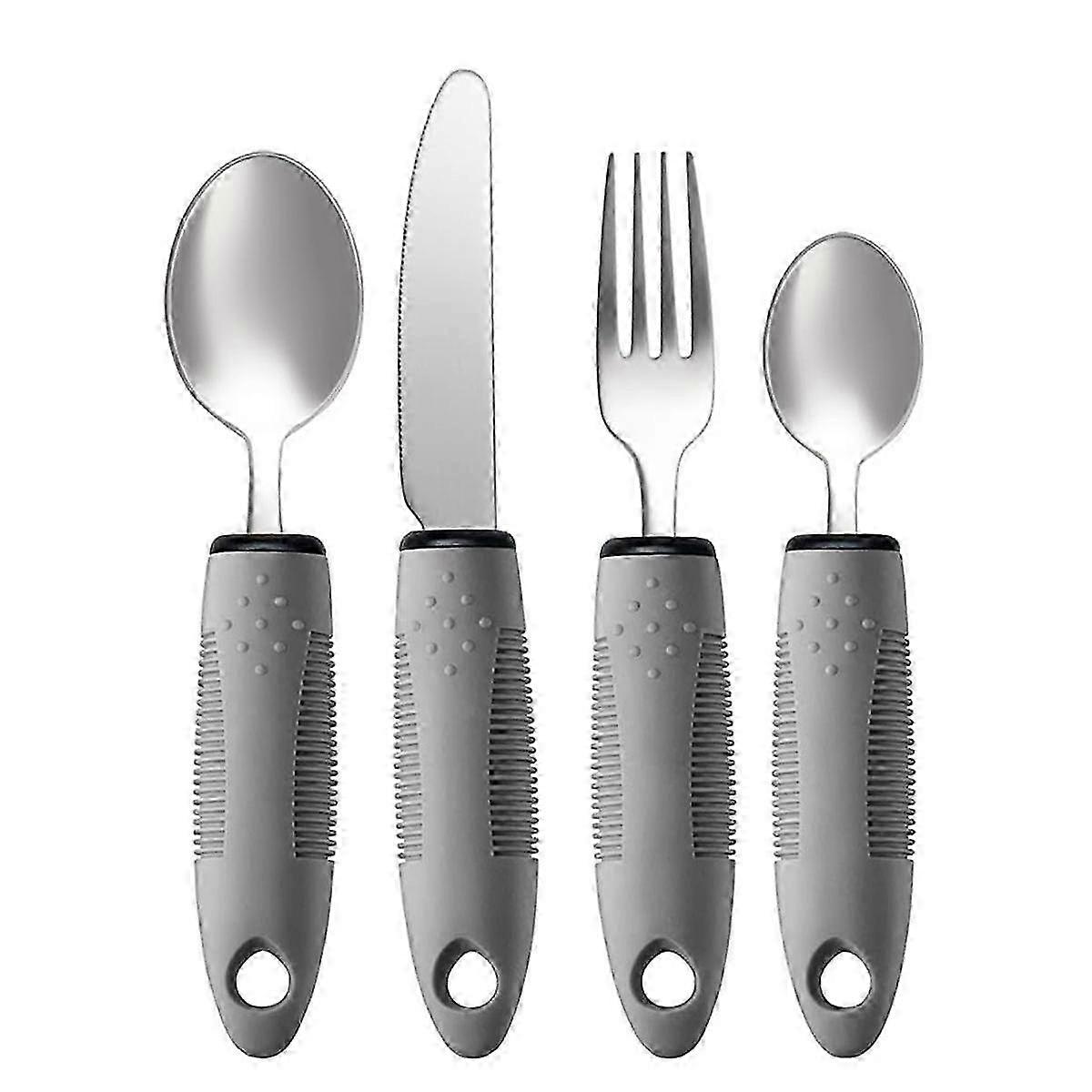 Adaptive Utensils Set, Adaptive Utensils 4pcs For Hand Tremors,elderly, Arthritis,parkinsons-built Up Utensils