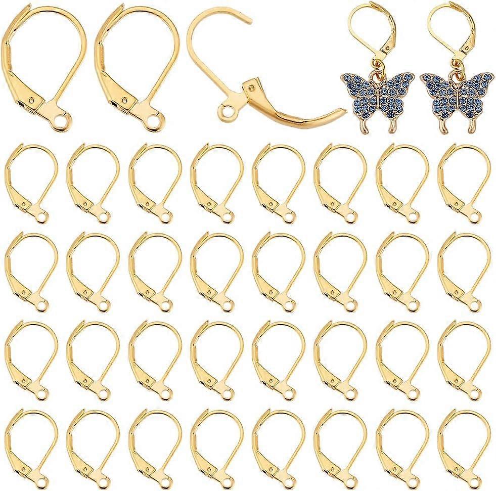 50pcs Leverback Earring Hooks, 18K Golden Plated Earring Finding Hook Dangle Ear Wires Lever Back Earring Hooks with Loop for Men Women Earring Jewelr