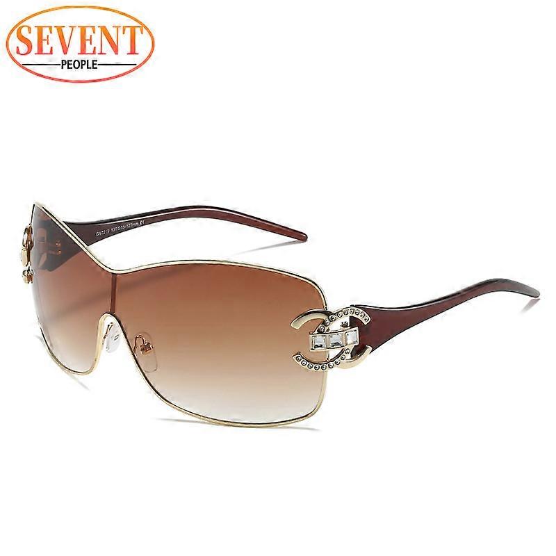 Oversized One Piece Óculos De Sol Mulheres Nova Moda Diamante Óculos De Sol Para Feminino Streetwear Y2k Sunglass Big Frame Shades UV400