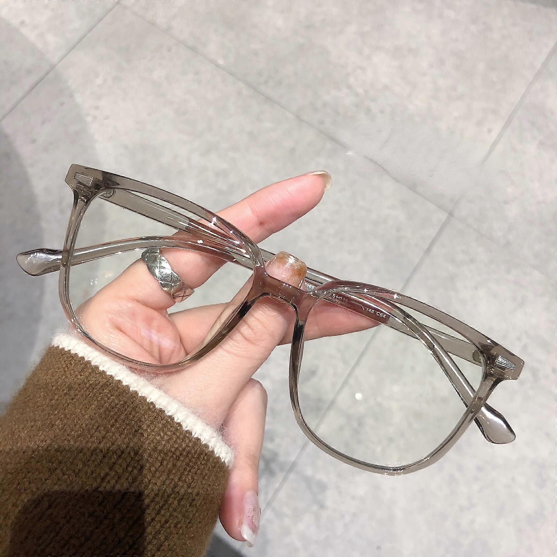 Retro Olive Green Brand Anti Blue Light Glasses Version for Men and Women Korean Fashion Plain Face Thin Square Eye Frame