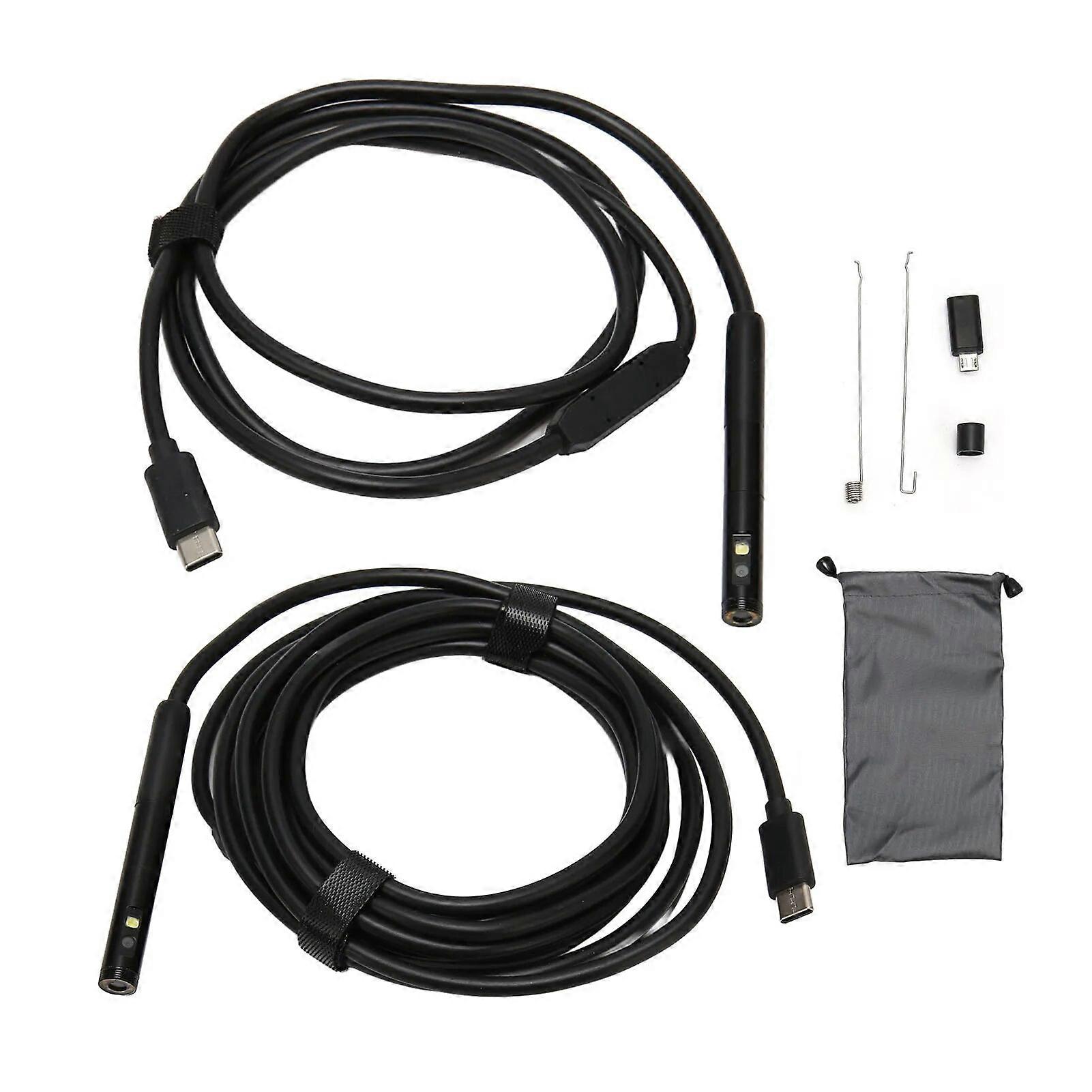 Dual Camera Borescope Wireless Endoscope Wide Viewing Angle Type C Charging HD 2MP LED with Micro USB Adapter for Tablet