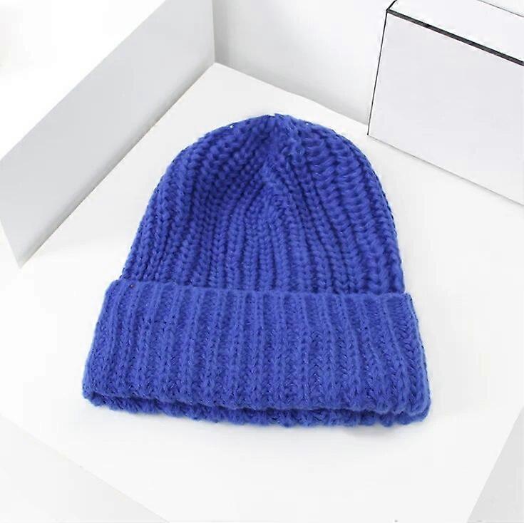 Koreansk vindtett lue Vinter ensfarget tykke ullluer for kvinner Ski Slouchy Cap Skull Vinterull Varme luer Varme luer Varme luer