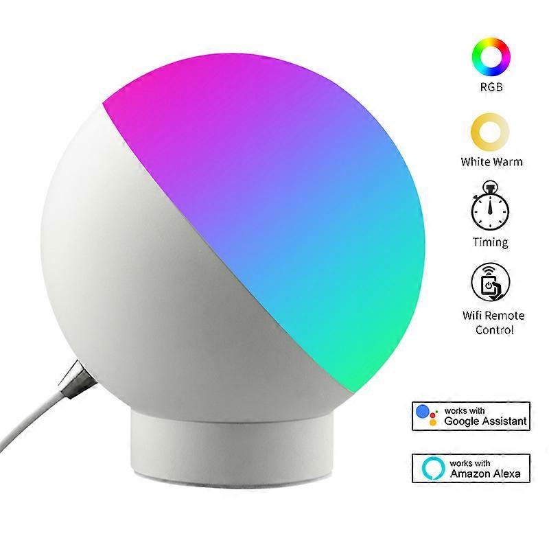 Smart LED Desk Lamps for Eye Protection, Dimmable Night Light for Bedroom, Alexa Google Home Voice Control, Wi-Fi, 7W, RGB