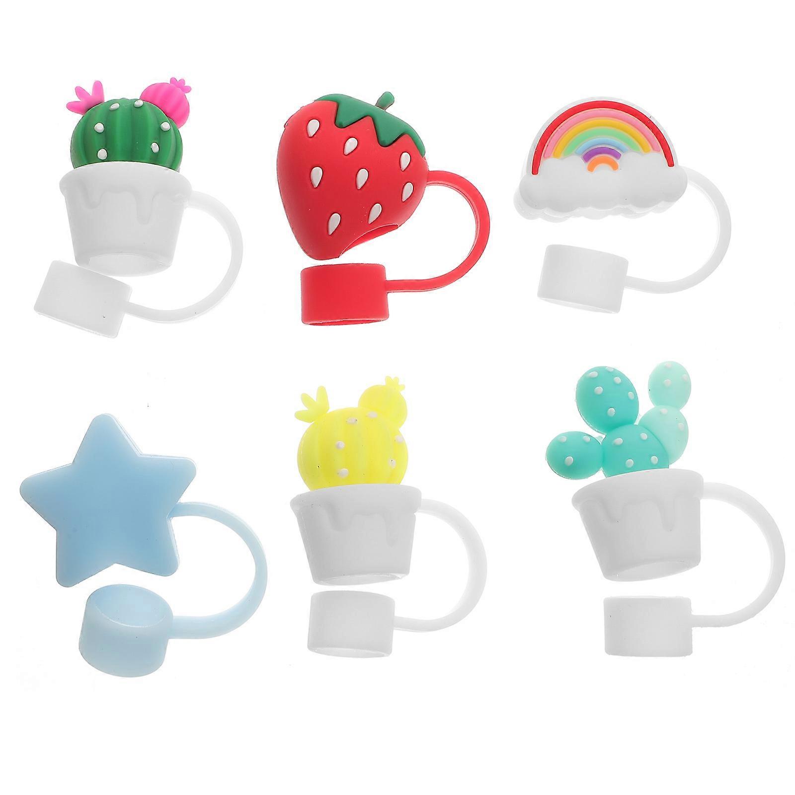 6pcs Cute Silicone Straw Tip Caps Reusable Straws Covers Drinking Straw Tip Covers Straw Plug