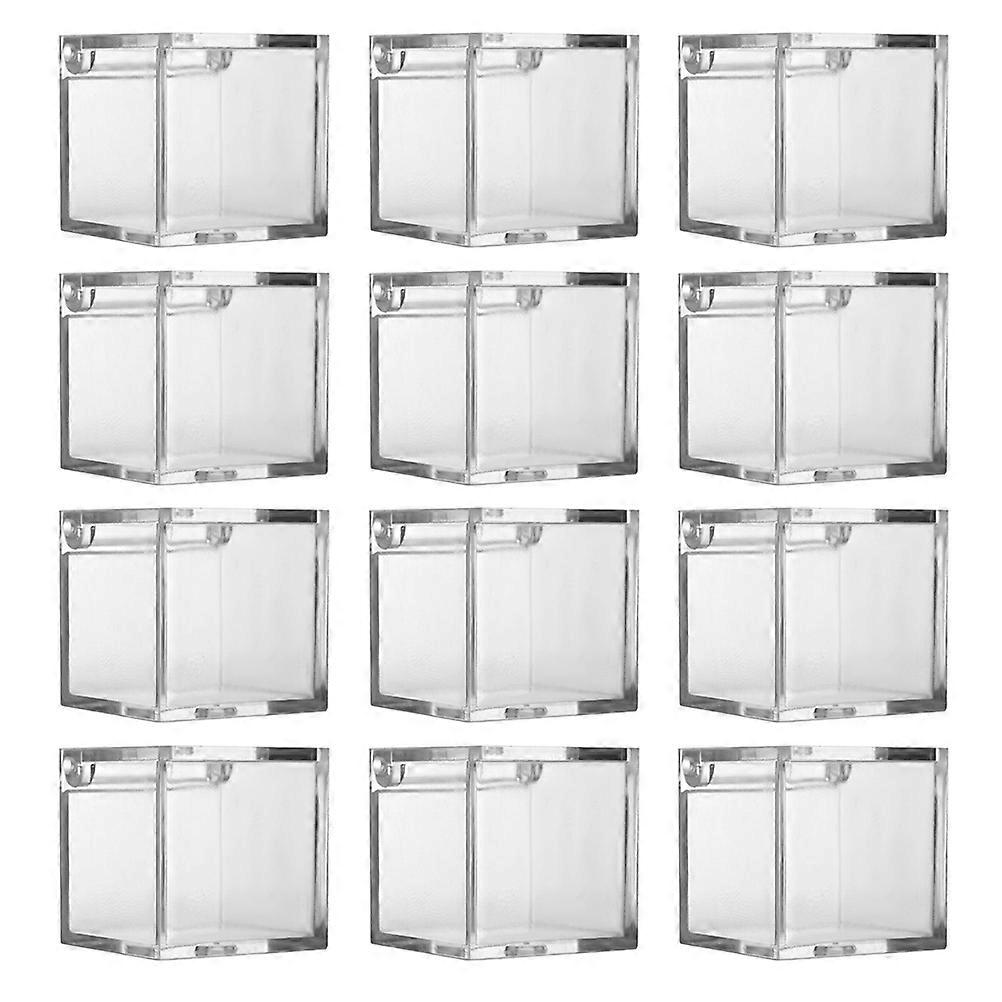 12Pcs Square Candy Boxes Transparent Sweets Boxes Fashion Jewelry Boxes