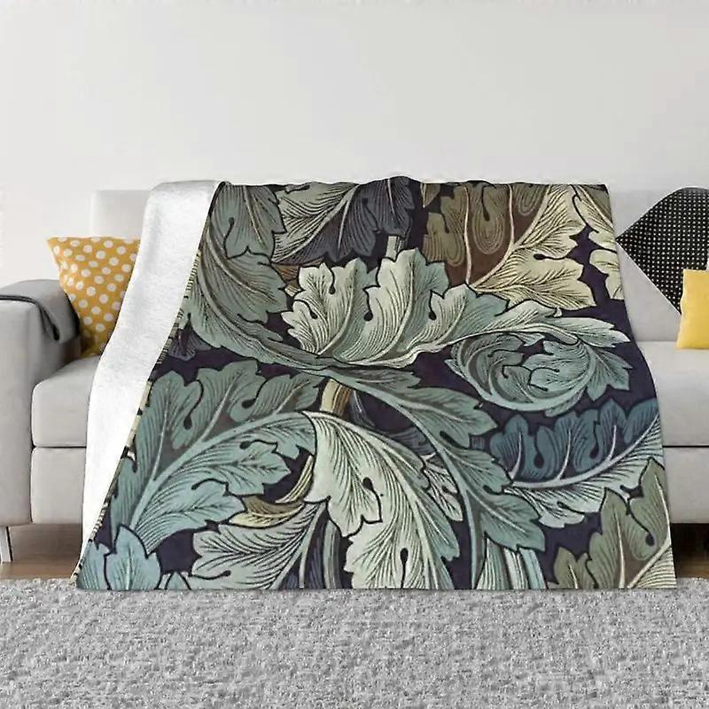 William Morris Style Flannel Blanket Soft and Warm Floral and Bird Patterned Blanket Design 622