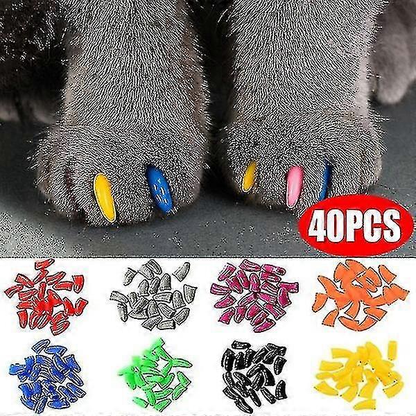 20/40pcs Soft Cat Caps / Cat Cover / Paw / Pet Silicon Protector With Size Xs-xl