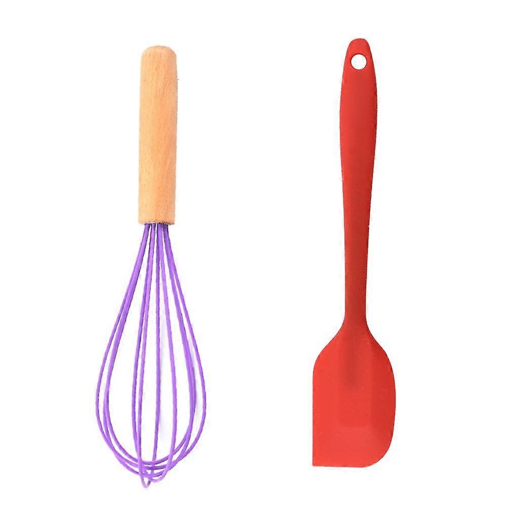 2 Piece Mini Kitchen Utensil Set- Silicone Kitchen Tools with wood Handles