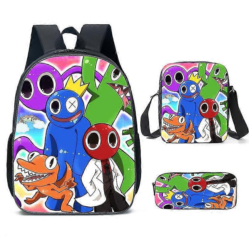 Nouvelle arrivée Rainbow Friends Cartable Ou Cartable Ou Cartable Ou Sac À Stylo Ou Sac À Dos De Dessin Animé Trois Pièces Pour Les Élèves De L’école Primaire-C