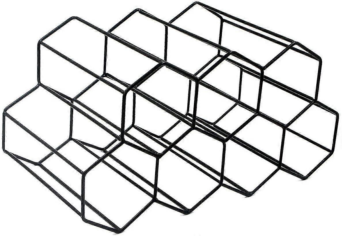 Buruis 9 Bottles Metal Wine Rack, Countertop Free-stand Wine Storage Holder, Space Saver Protector For Red