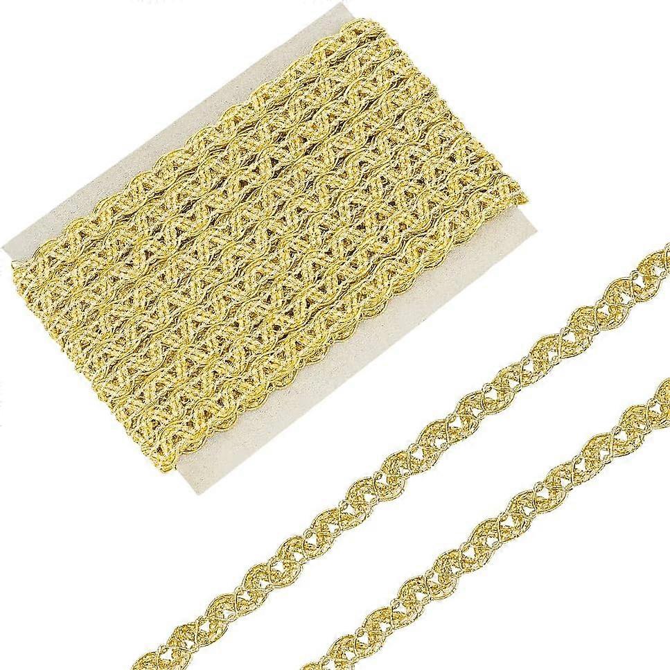 DIY 11 Yards Gold Metallic Braid Trim by The Yard 0.4" Wide Polyester Ripple Gimp Braid Trim Edge Woven Braid Trim Decor Braid Ribbon DIY