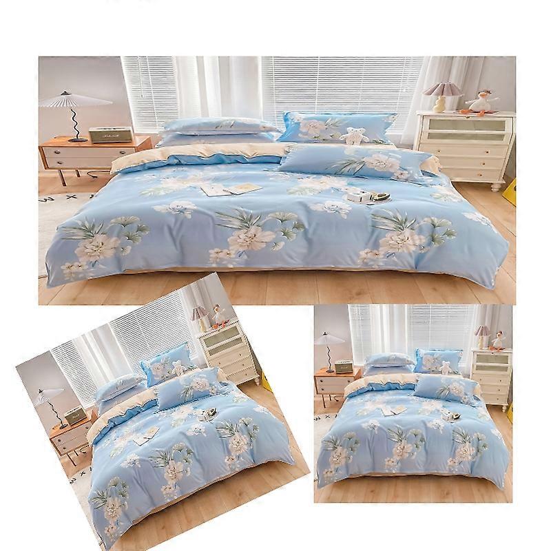 Luxury 4 Piece Set Bedding printed Quilt Cove Fitted Sheet Pillowcase Color M