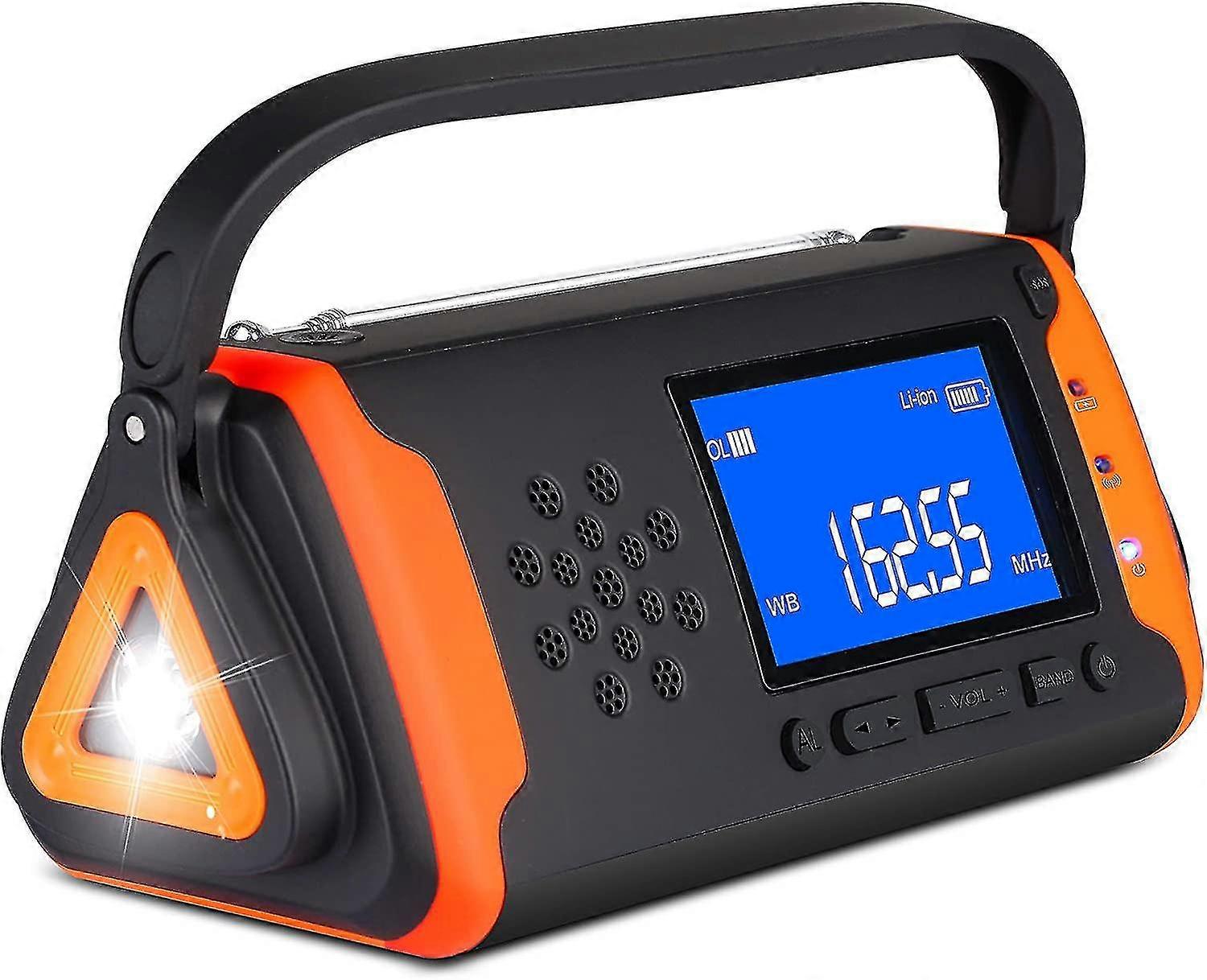 Emergency Weather Crank Radio 4000mah - Solar Powered, Phone Charger,Sos Alarm,Led Flashlight