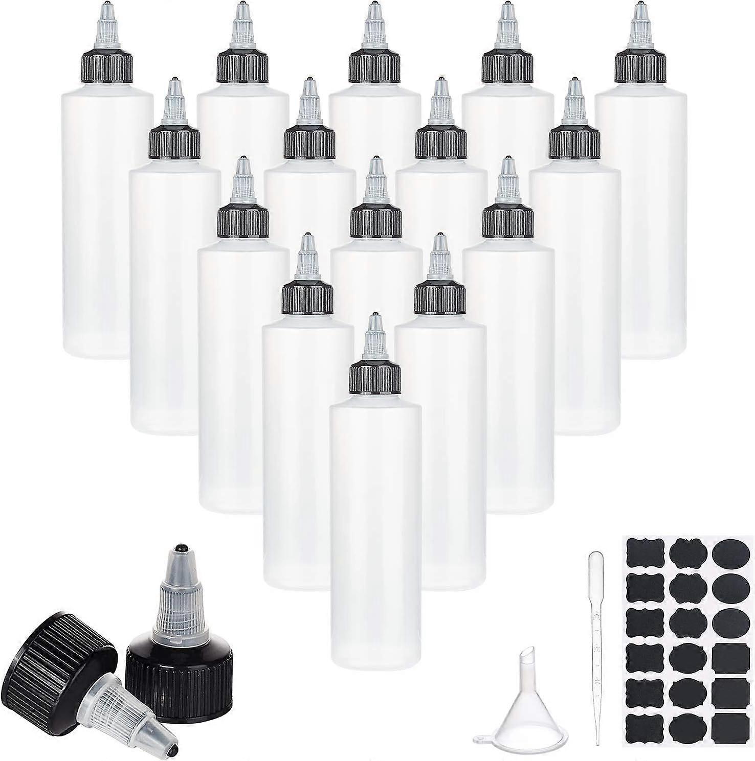 20 Pack 3.3oz Plastic Squeeze Bottle Empty Applicator Bottle with Twist Top Caps Dispensing Bottles with Sticker Pipettes and Funnel Hopper for Hair O