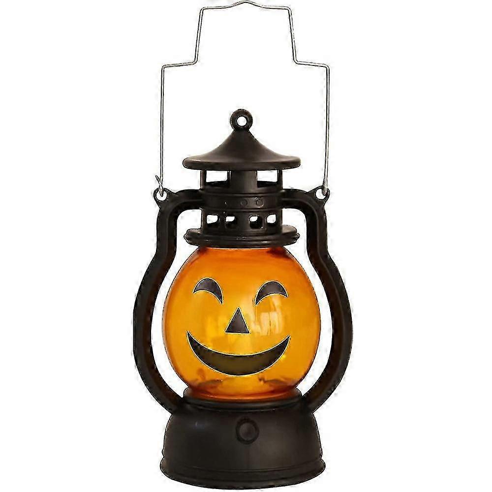 Halloween Pumpkin Lantern Battery Operated Light Up Portable Pumpkin Lantern Decorative LED Lights Ornaments for Halloween Party (Style C)
