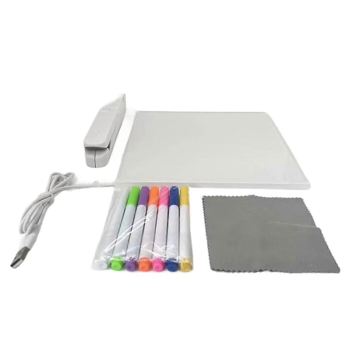 Acrylic Dry Erase Board with LED Light, Dry Erase Board with Stand As A Memo Letter Message Board,Glowing Acrylic Board