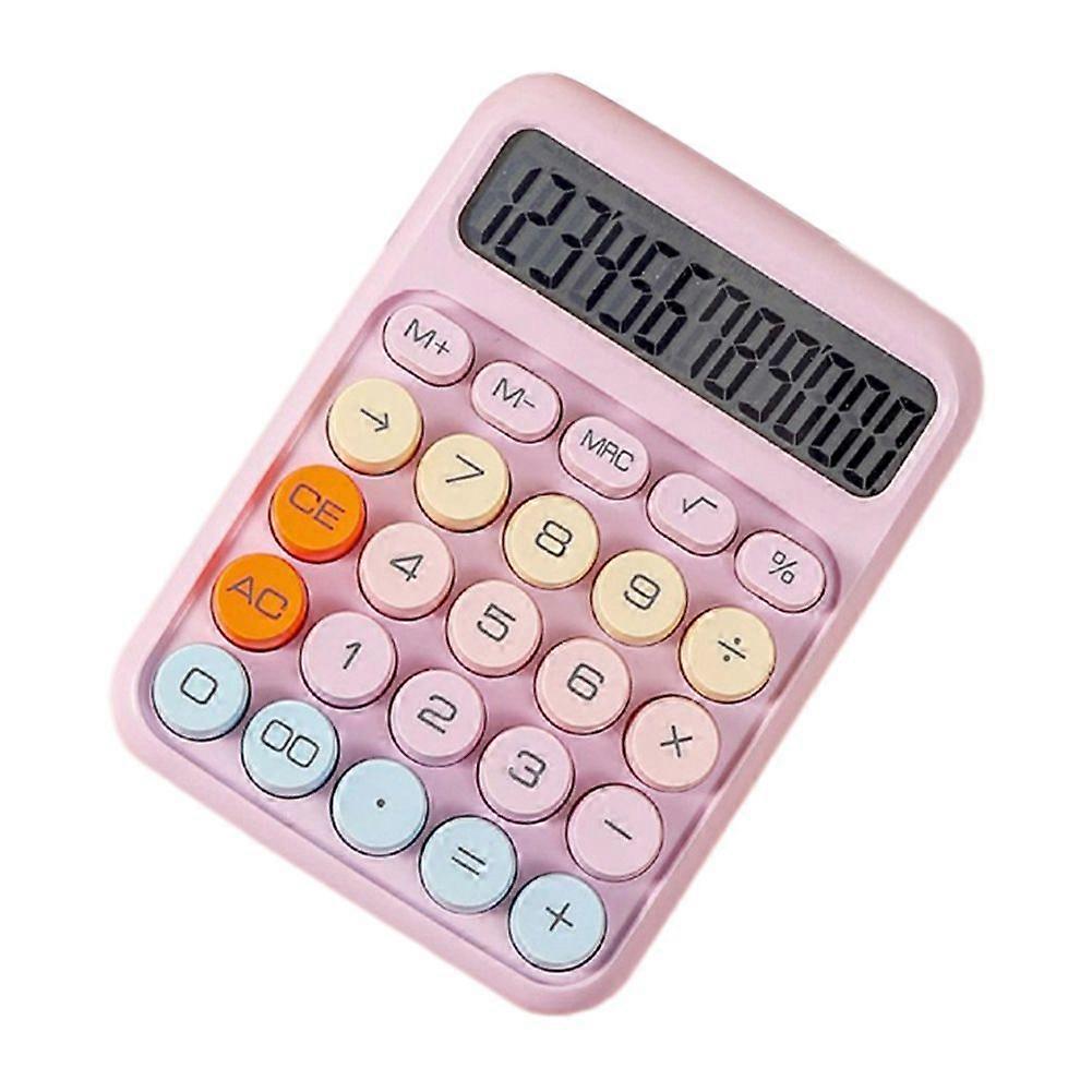 Mechanical Calculator Large LCD Display Big Round Button Cute Candy Colored Calculator Suitable for