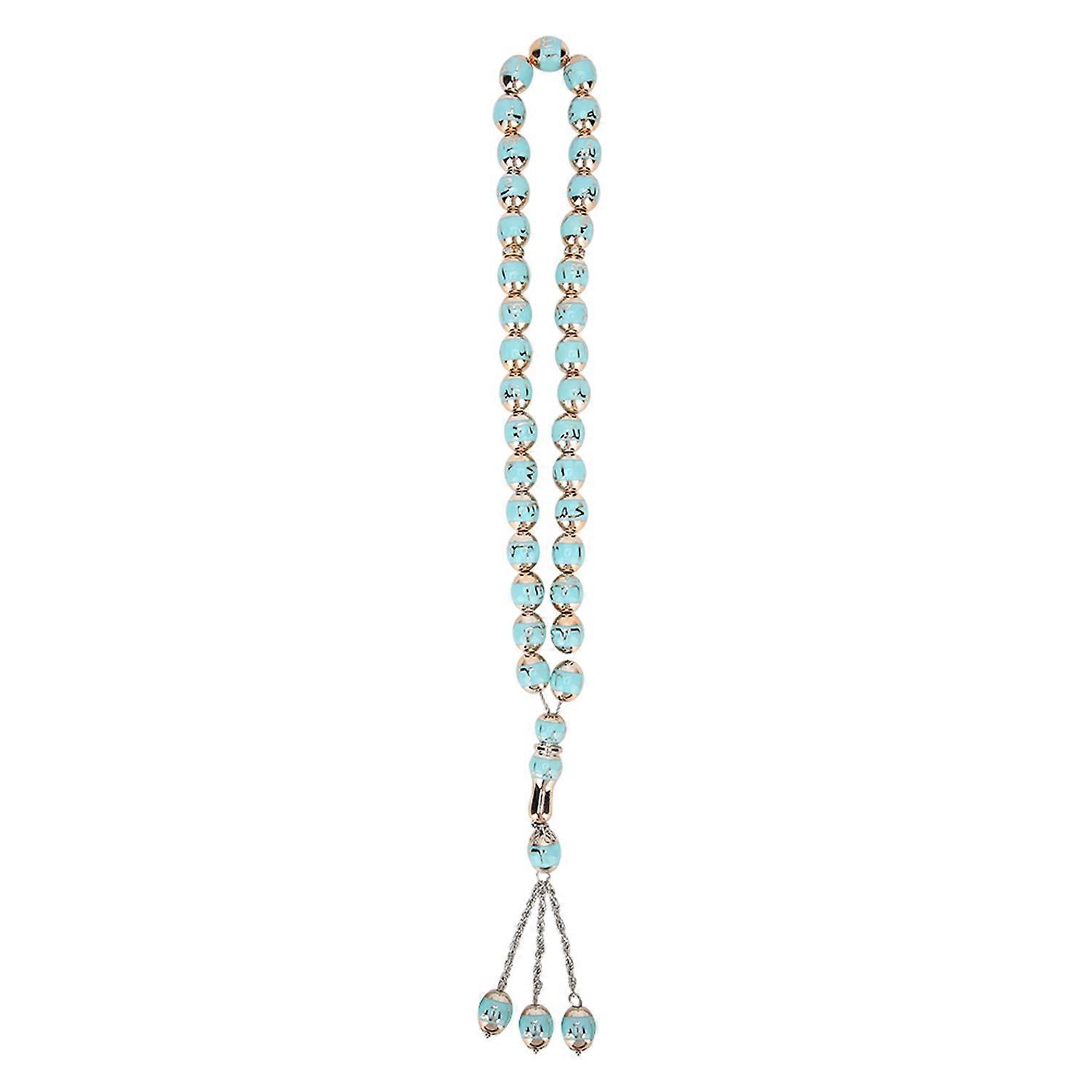 Resin Unisex Muslim Prayer Beads Round Rediing Words Rosary Worship Supplies Accessorylake blue