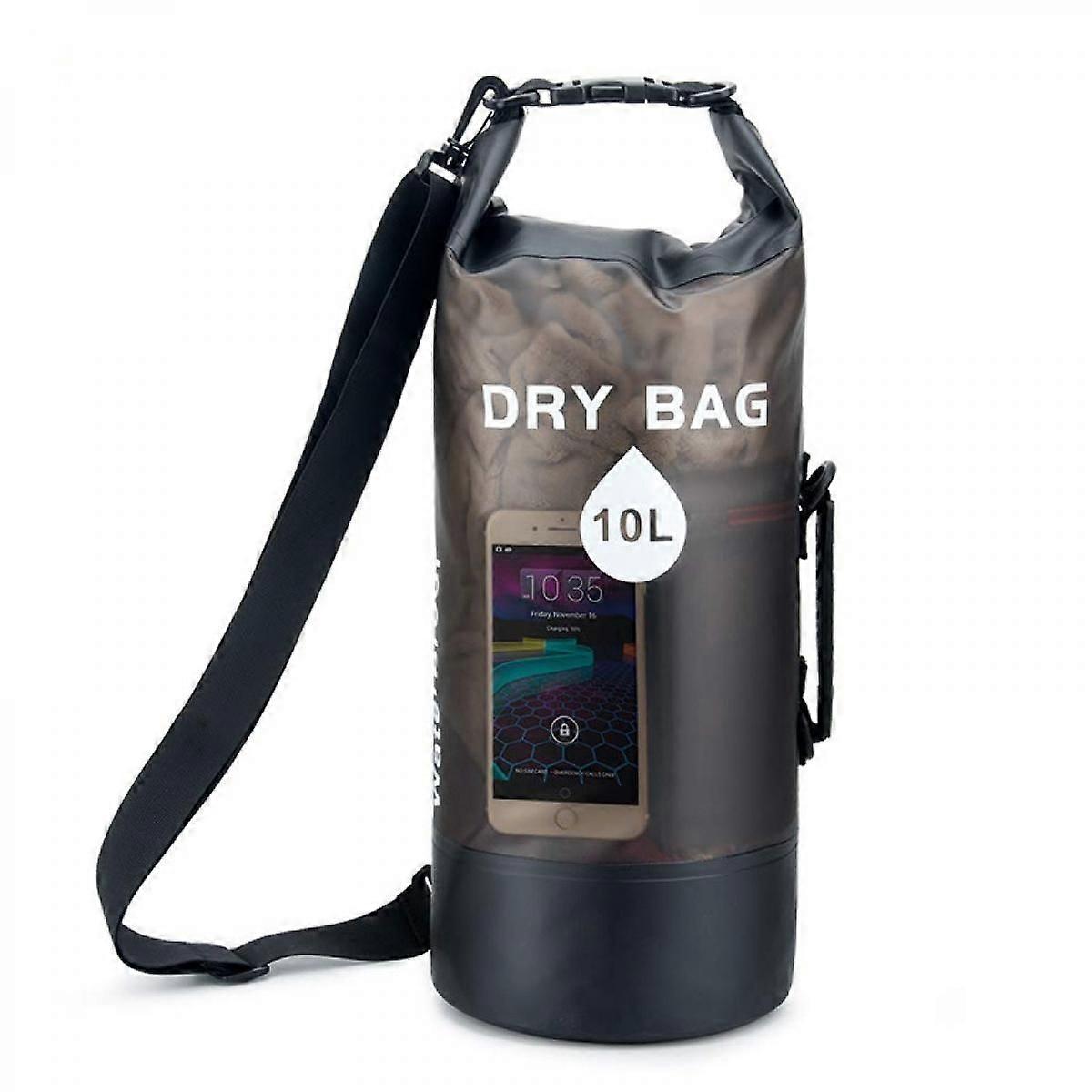 Black 10L capacity Hot Selling Waterproof Bucket Bag Outdoor Sports Waterproof Bag PVC Transparent Waterproof Bag Swimming Beach Bag