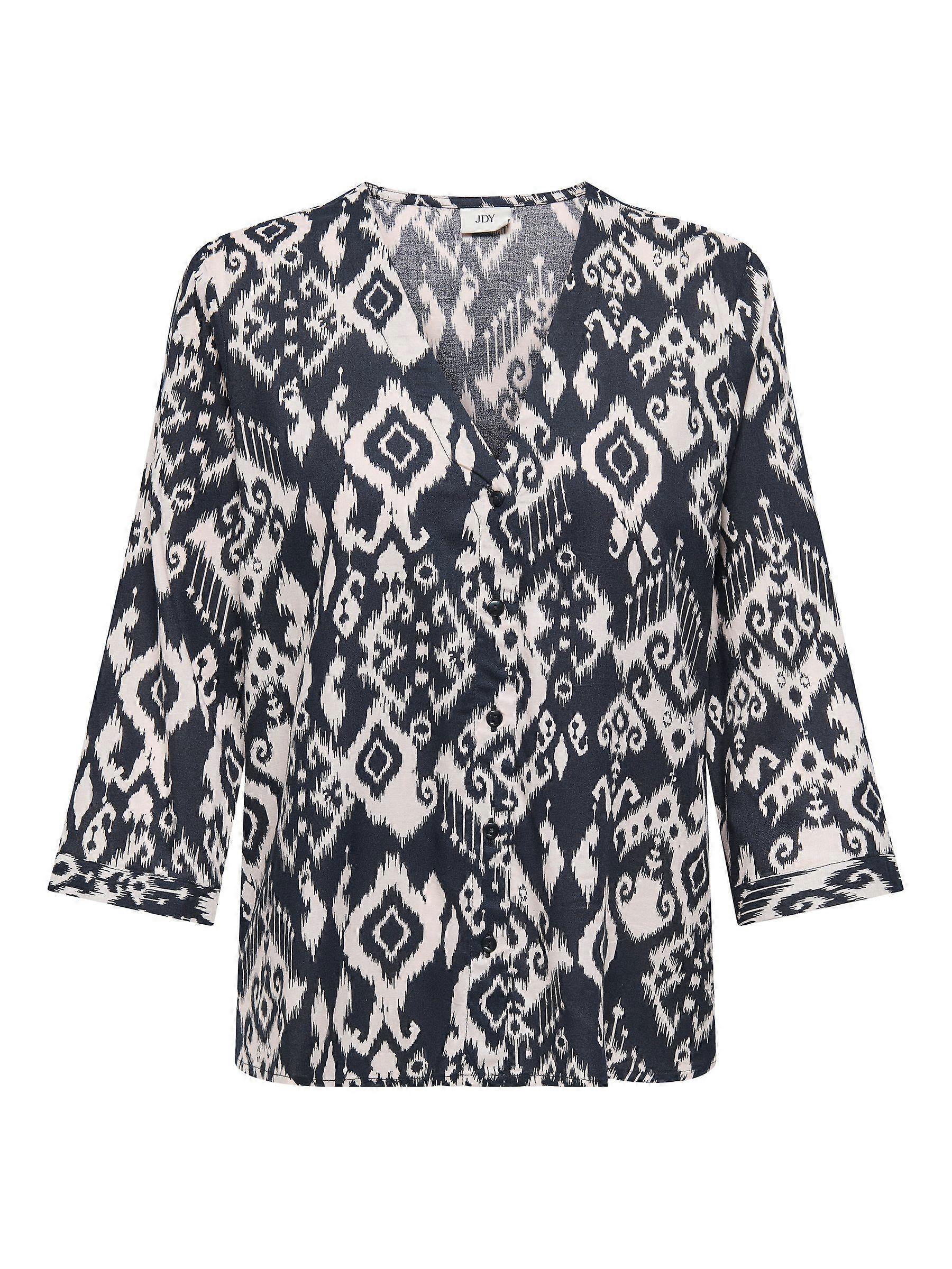 JDY Blouse Femme Design Motif Col V Manches Courtes Casual Chic