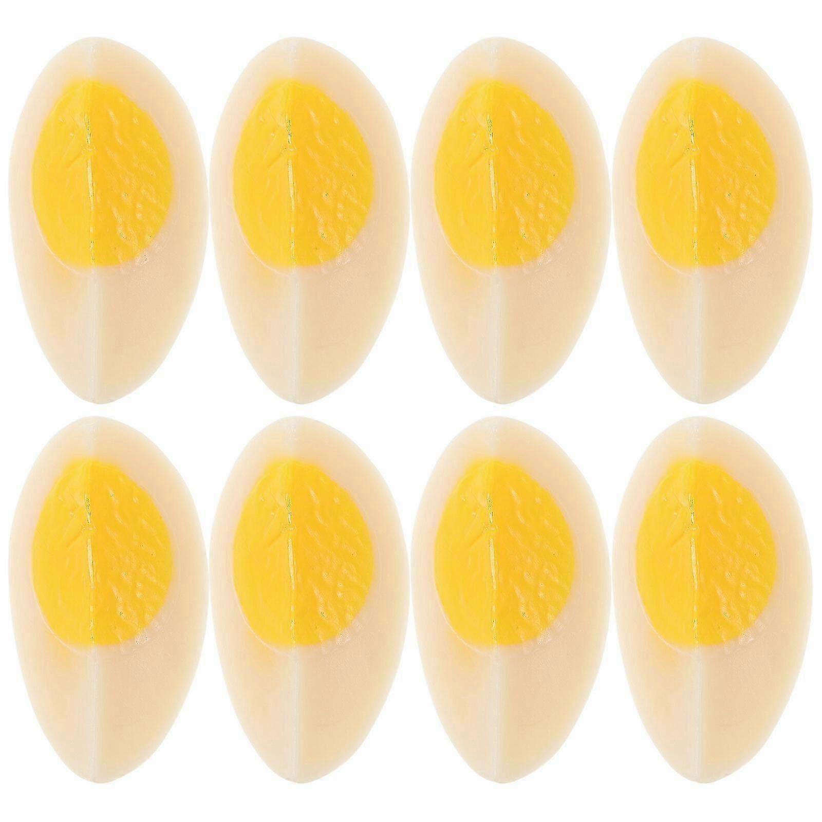 8pcs Artificial Boiled Egg Fake Boiled Egg Simulation Boiled Egg Slice Model Simulation Food Toys