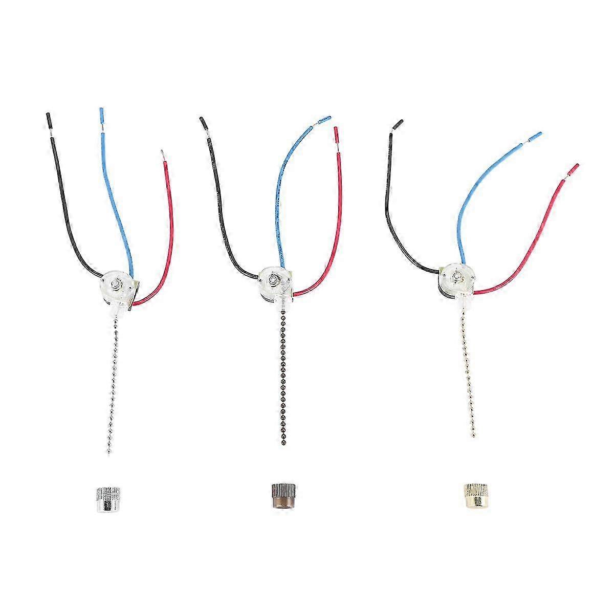 3Pack Ceiling Fan Light Switch ZE-110 Fan Switch 3 Way Speed Fan Switch Ceiling Pull Chain Switch R