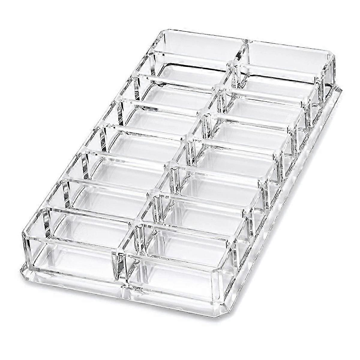 Acrylic Makeup Organizer with 8/16 Grids for Eyeshadows and Blushes