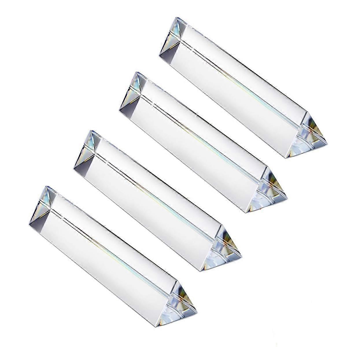 4pcs 6 Inch Clear Optical Lens Glass Triangular Prism for Photography Science Classroom Rainbow Mak