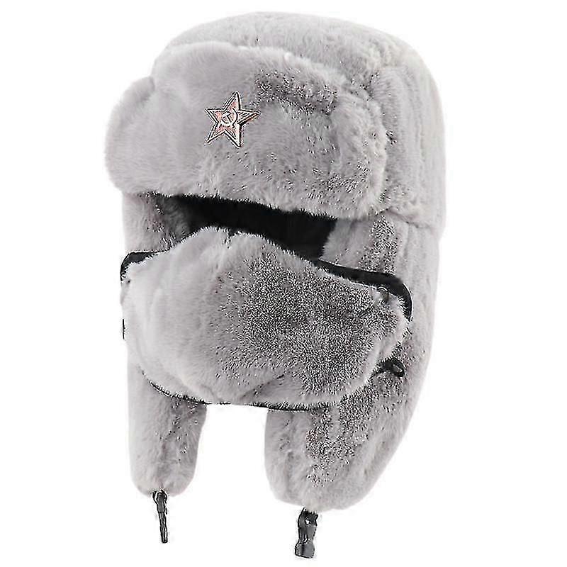 WXHWinter Russischer Pelz Warme Mütze Plüsch Abzeichen